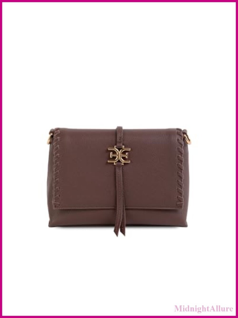 Whipstitch Fold-Over Crossbody Bag Convertible Clutch Womens